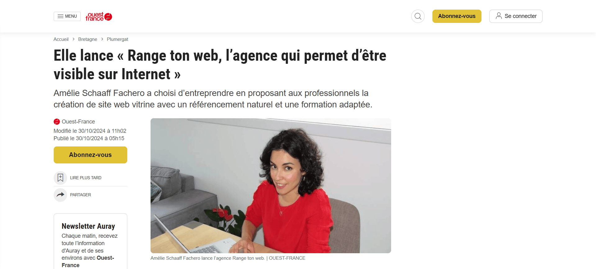 article ouest france range ton web