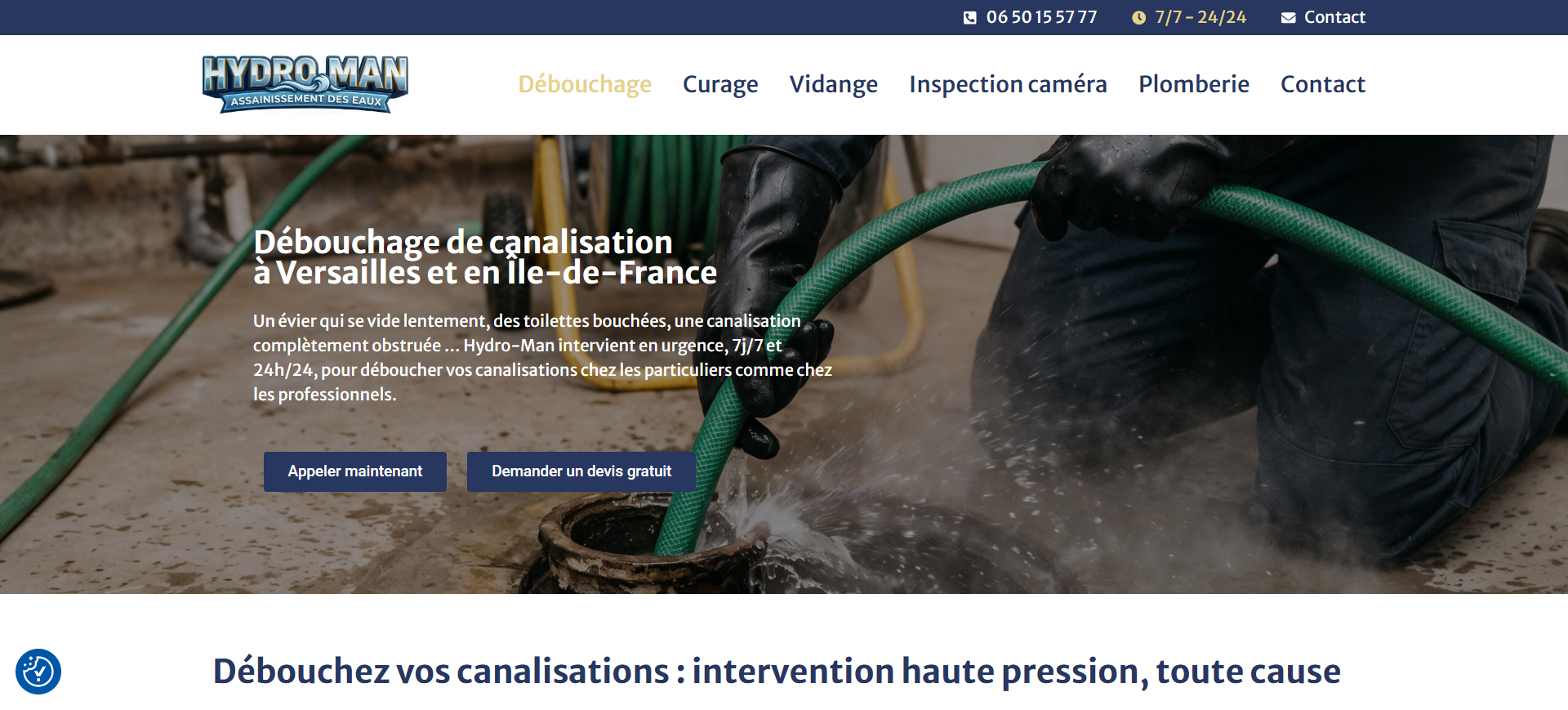 création site web hydro-man assainissement